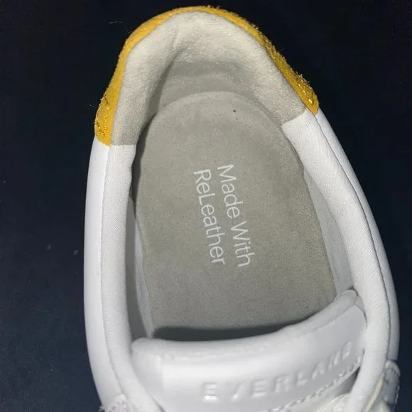 EVERLANE The ReLeather® Court Sneaker | White/Mustard | M6.5 | NWOB - Picture 8 of 8